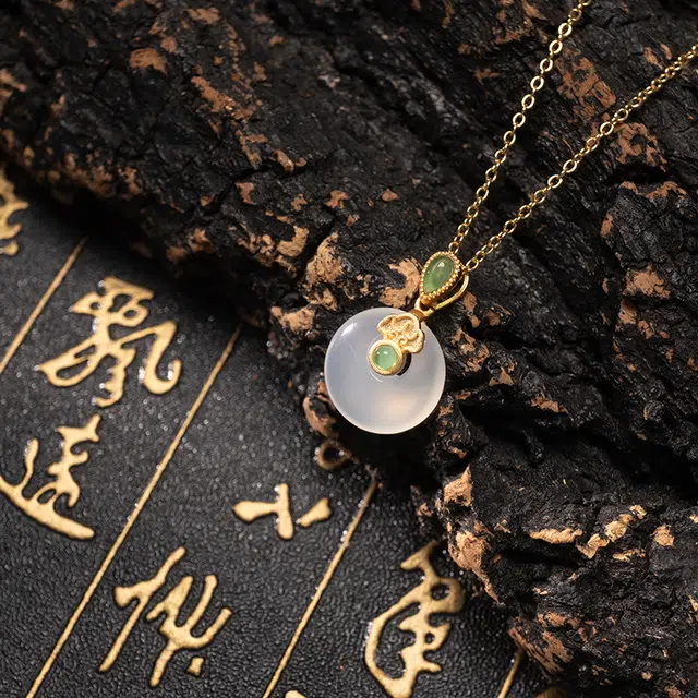 彗时 水滴平安扣 玉髓 项链 男女同款情侣款