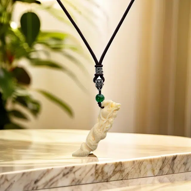 彗时 立体雕刻龙牙新中式吊坠 国潮风文玩小众创意设计高级感轻奢夕七送礼盒物男朋友 象牙果 项链 男女同款情侣款