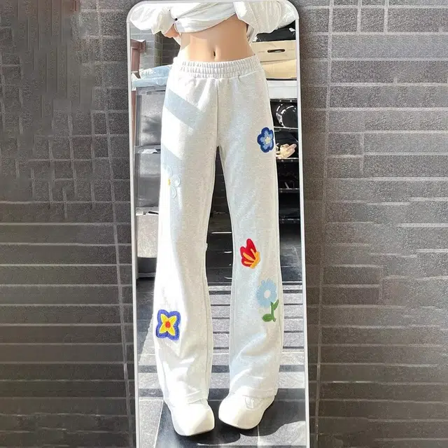 悍戈 花卉元素融合美式风格的舒适日常出行运动直筒裤休闲裤 男女同款