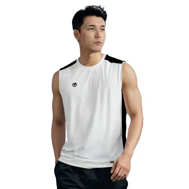 李质造 运动训练舒适透气无袖提花训练服背心 男女同款 白黑色