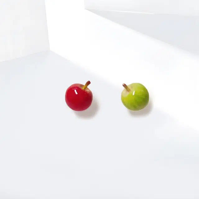饰伴 酥脆苹果 甜美温柔可爱风 简约精致高级 质感 小众设计 清纯美 #好运 合金 耳钉 男女同款情侣款
