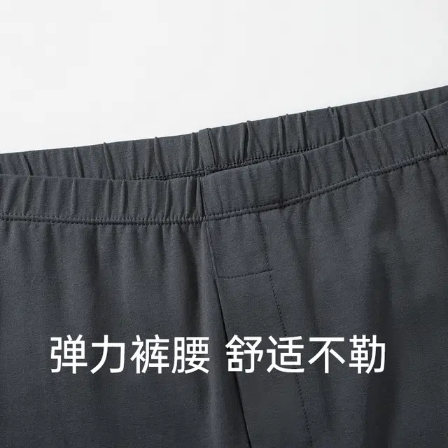 健将 纯棉薄款中老年纯色修身简约中腰保暖裤 男款