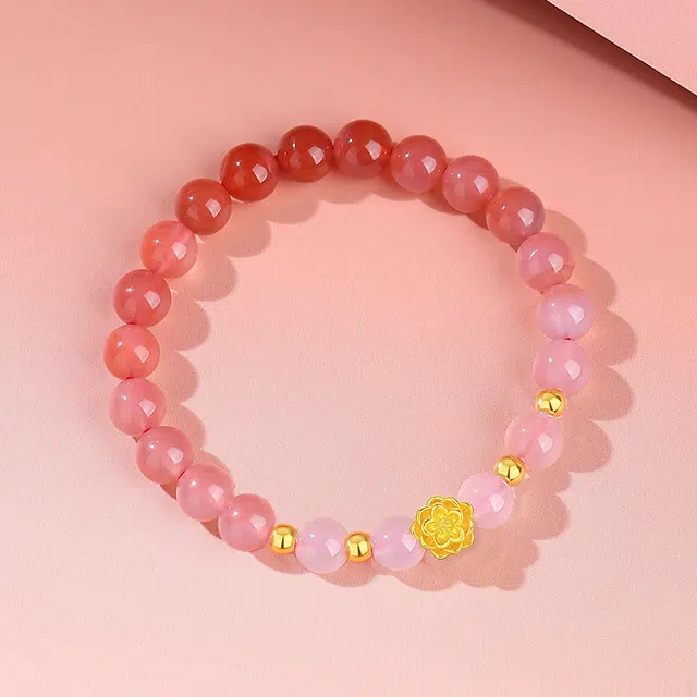 福润莱 莲花精致轻奢小众设计高级感 玛瑙 黄金 按克计价 手串 男女同款情侣款