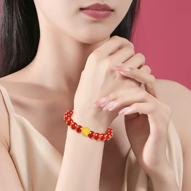 福润莱 莲花连连好运手饰送女生轻奢时尚流行简约设计高级感珠宝精致小众富贵 足金 按克计价 黄金手串 男女同款情侣款 礼物礼盒