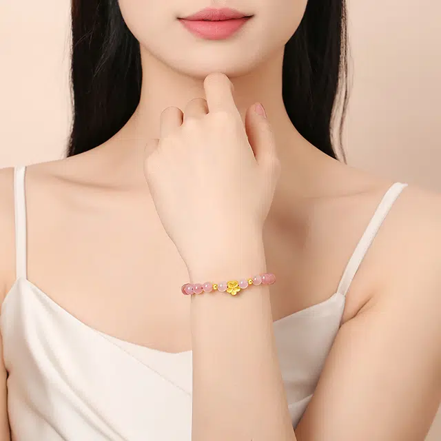 福润莱 桃花渐变轻奢小众设计高级感 足金 按克计价 手串 男女同款情侣款