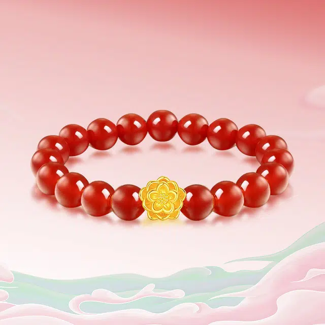 福润莱 莲花连连好运手饰送女生轻奢时尚流行简约设计高级感珠宝精致小众富贵 足金 按克计价 黄金手串 男女同款情侣款 礼物礼盒
