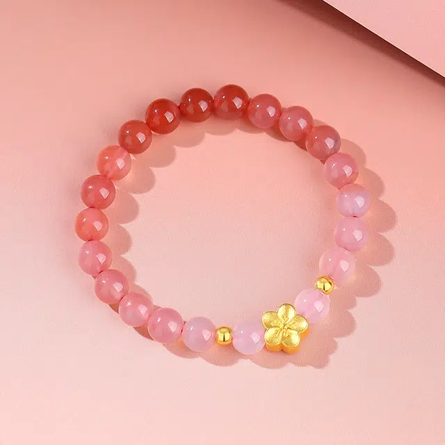 福润莱 桃花渐变轻奢小众设计高级感 足金 按克计价 手串 男女同款情侣款
