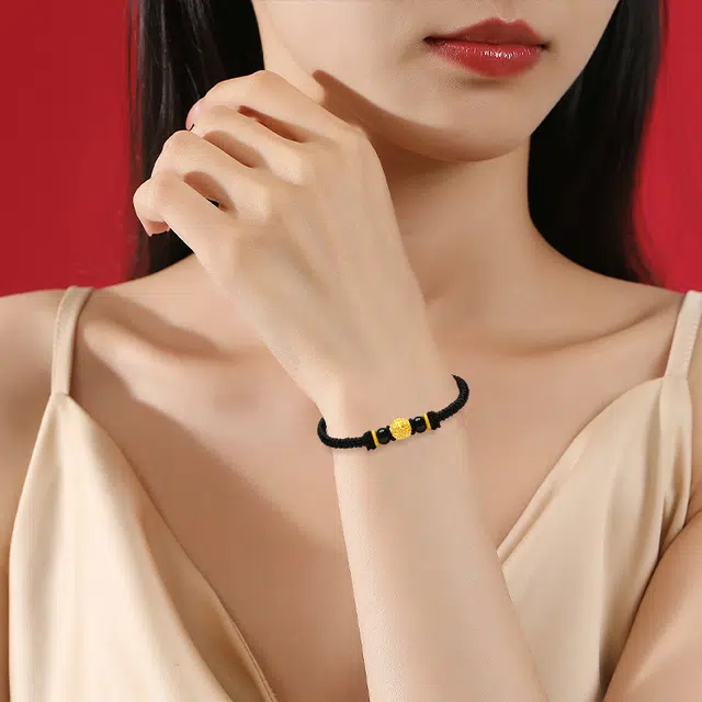 福润莱 铜钱珠 精致轻奢小众设计高级感 足金 按克计价 黄金手链 男女同款情侣款