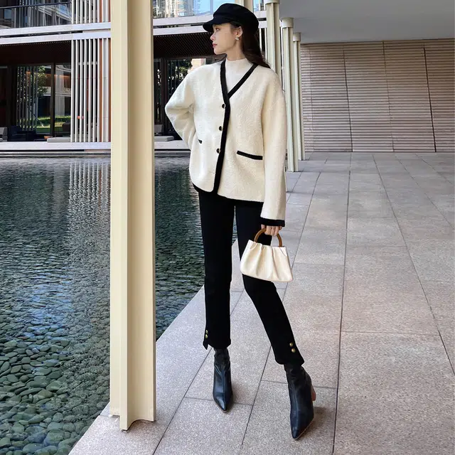 美洋 金豆子加绒牛仔裤女高腰柔弹暖奥粒绒九分小脚铅笔裤 女款