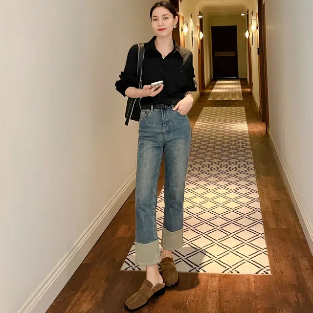 美洋 率性简约撞色立体 牛皮 单肩包 女款 黑色