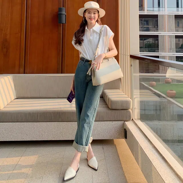 美洋 优雅亮银五金时尚 牛皮 单肩包 女款 米白色