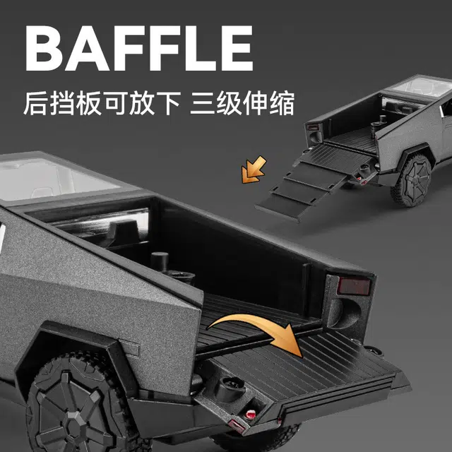 驰誉车玩 赛博皮卡 合金车模 亮灯响声 回力行驶 车门可开 收藏摆件 成品模型