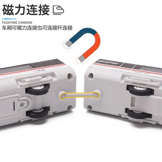 驰誉车玩 复兴号 三节高铁列车场景 展示轨道 站台 天桥 人偶 真人语音播报 成品模型 合金车模 亮灯响声 回力行驶 车门可开