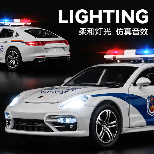 驰誉车玩 帕拉梅拉 合金车模 亮灯响声 回力行驶 车门可开 收藏摆件 成品模型