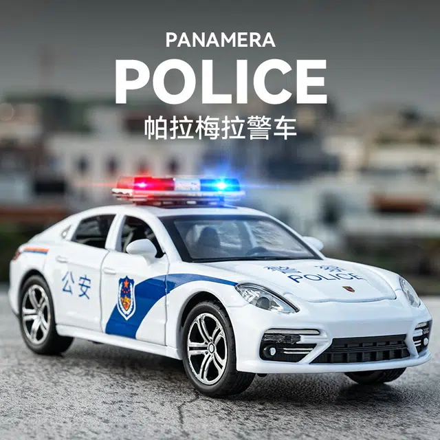 驰誉车玩 帕拉梅拉 合金车模 亮灯响声 回力行驶 车门可开 收藏摆件 成品模型