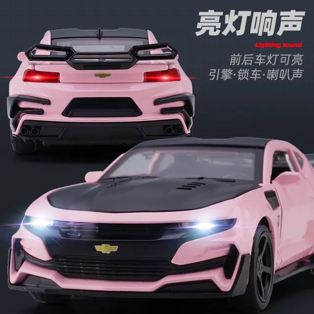 驰誉车玩 科迈罗 大黄蜂 合金车模 亮灯响声 回力行驶 车门可开 收藏摆件 成品模型