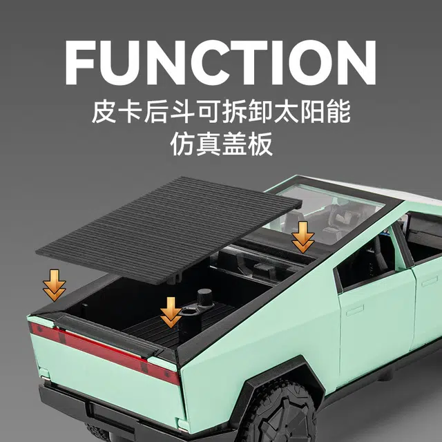 驰誉车玩 赛博皮卡 合金车模 亮灯响声 回力行驶 车门可开 收藏摆件 成品模型