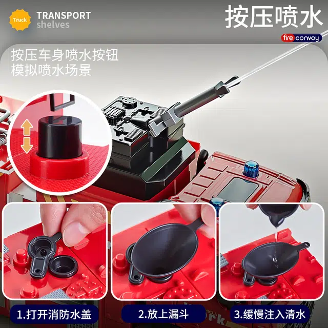 驰誉车玩 多功能合金消防车 成品模型 合金车模 亮灯响声 回力行驶 车门可开 收藏摆件