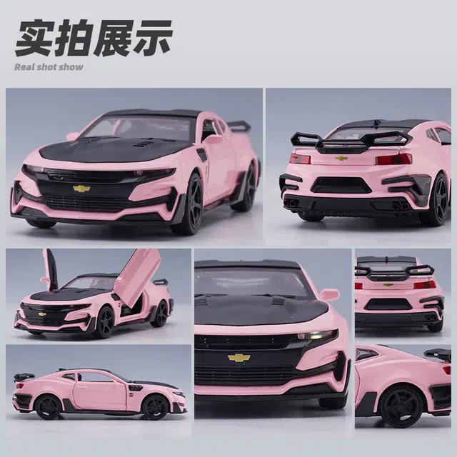 驰誉车玩 科迈罗 大黄蜂 合金车模 亮灯响声 回力行驶 车门可开 收藏摆件 成品模型