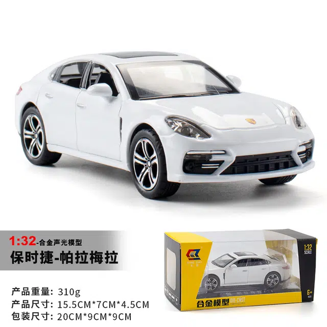 驰誉车玩 帕拉梅拉 合金车模 亮灯响声 回力行驶 车门可开  收藏摆件 成品模型