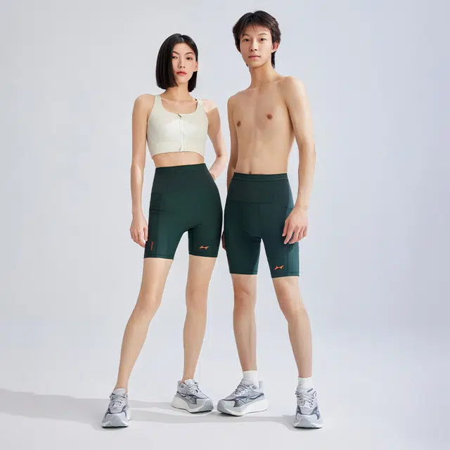 海尔斯 紧身五分裤春夏条纹马拉松跑步田径体考训练压缩裤运动短裤 男女同款