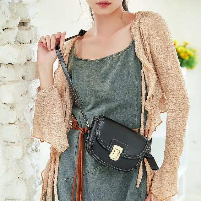 Jane Klain Saddle Bag White/Brown