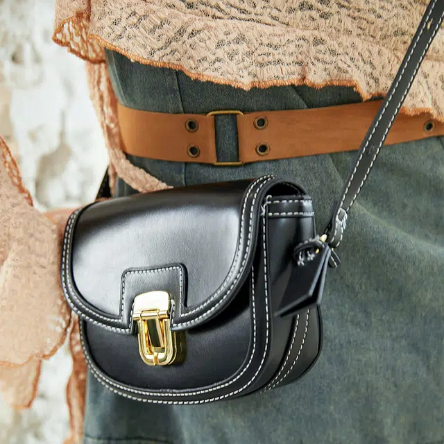 Jane Klain Saddle Bag White/Brown