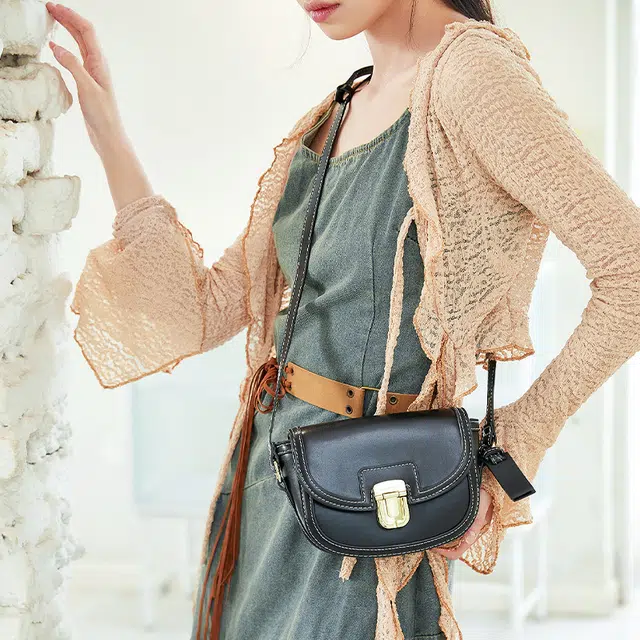 Jane Klain Saddle Bag White/Brown