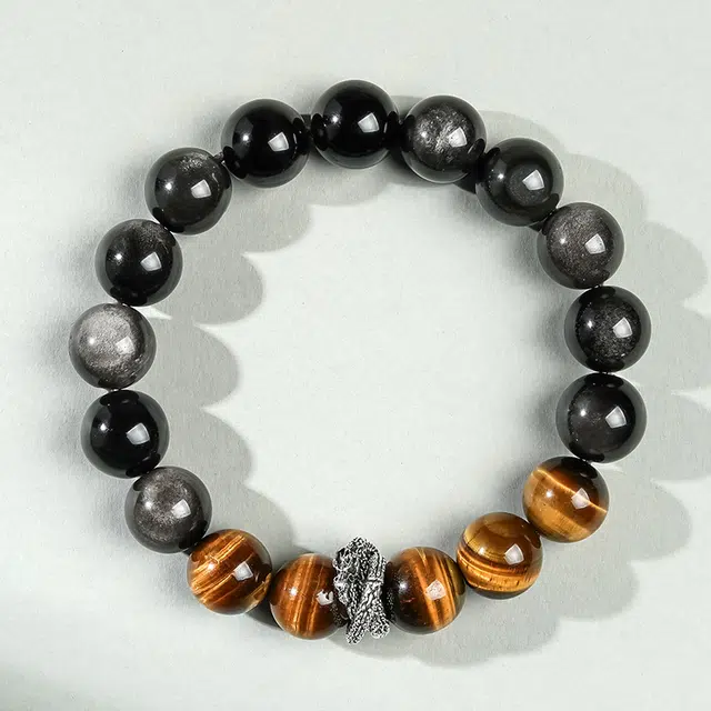 【福佑灵蛇】 印象眸 新中式小众设计精致简约气质通勤风生肖蛇转运珠单圈手饰 礼盒包装#好运 黑曜石 手串 男女同款情侣款