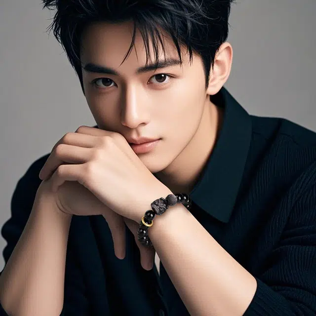 【瑞兽醒狮】 印象眸 新中式祥云跑环如意吉祥诸事顺遂多财多福高级感通勤转运珠素圈手饰 礼盒包装#好运 黑曜石 手串 男女同款情侣款