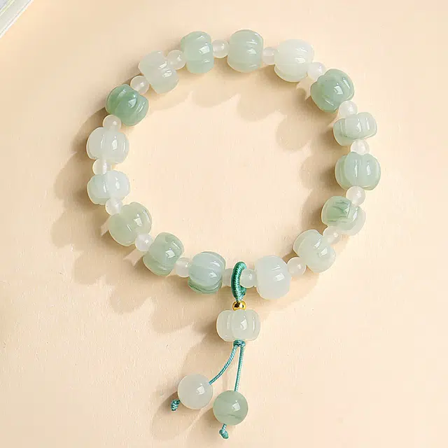 印象眸 转运  新中式古风简约经典设计感纳福念珠手持 天山翠 玉石手串 女款