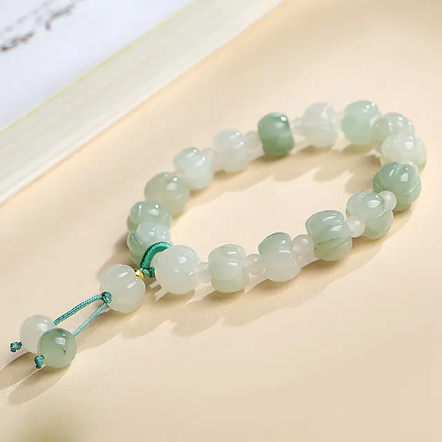 印象眸 转运  新中式古风简约经典设计感纳福念珠手持 天山翠 玉石手串 女款
