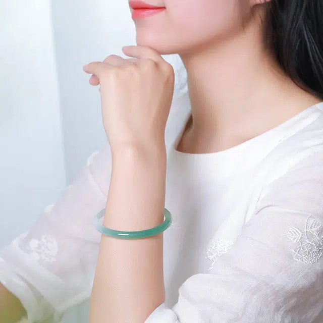 印象眸 新中式青山黛国潮白月光古风显白精致温柔素雅温婉气质 礼盒包装 玉髓 手镯 女款