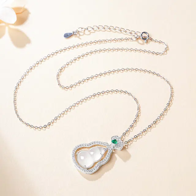 【平安福禄】 印象眸 新中式清冷淡风气质优雅福气满满国潮轻奢显白网红百搭如意葫芦贵气感锁骨链 礼盒包装#好运 玉髓 项链 女款