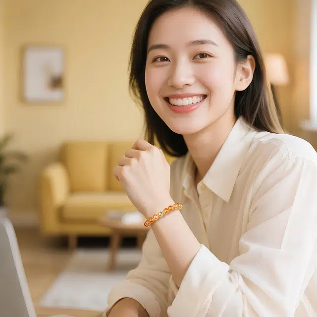 印象眸 新中式精致简约化茧成蝶气质小众设计多财多福时来运转八方来财蝴蝶福蝶礼盒包装好运天然 黄水晶 手串 女款