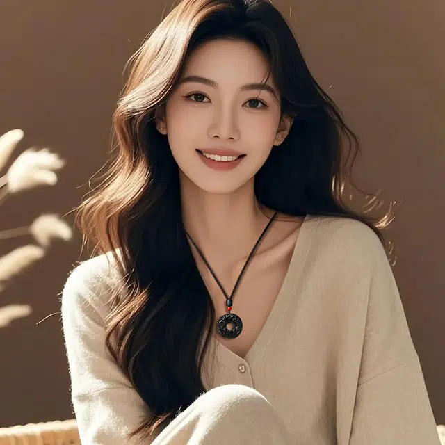 印象眸 平安扣 新中式八方来财锁骨链简约轻奢多财多福瑞兽貔貅玉石吊坠 礼盒包装#好运 黑曜石 项链 男女同款情侣款