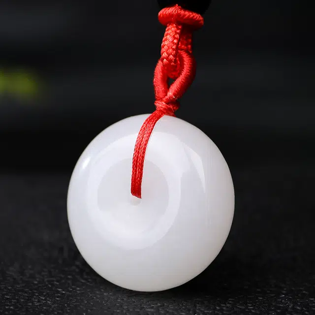 印象眸 玉平安扣 新中式古风如意玉 金丝玉 玉石项链 男女同款情侣款 礼盒包装