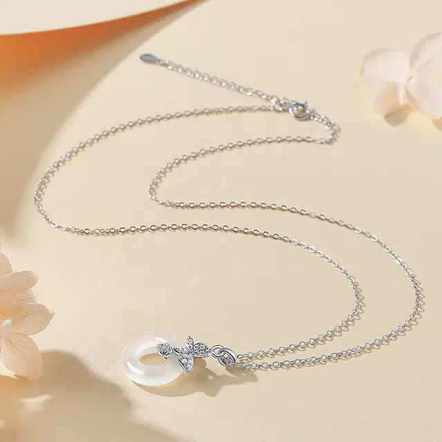 【破茧成蝶】 印象眸 新中式平安扣冷淡风森系小清新轻奢气质高级感甜美可爱温柔百搭蝴蝶锁骨链 礼盒包装#好运 玉髓 项链 女款