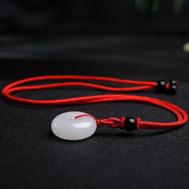 印象眸 玉平安扣 新中式古风如意玉 金丝玉 玉石项链 男女同款情侣款 礼盒包装