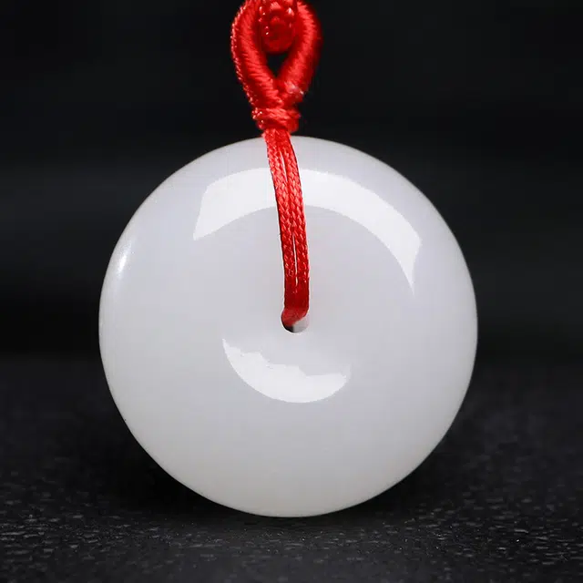 印象眸 玉平安扣 新中式古风如意玉 金丝玉 玉石项链 男女同款情侣款 礼盒包装