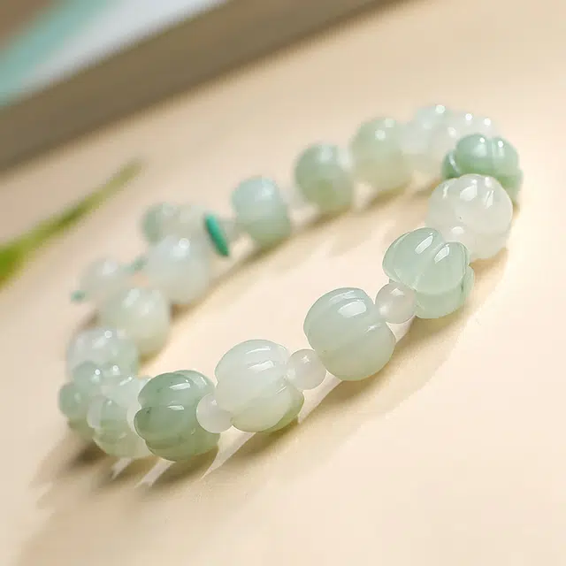 印象眸 转运  新中式古风简约经典设计感纳福念珠手持 天山翠 玉石手串 女款