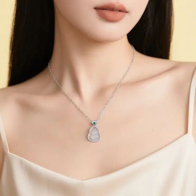 【平安福禄】 印象眸 新中式清冷淡风气质优雅福气满满国潮轻奢显白网红百搭如意葫芦贵气感锁骨链 礼盒包装#好运 玉髓 项链 女款