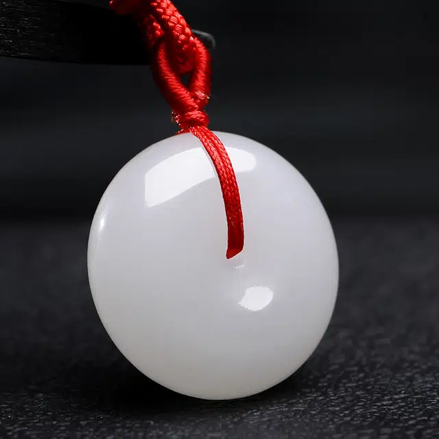 印象眸 玉平安扣 新中式古风如意玉 金丝玉 玉石项链 男女同款情侣款 礼盒包装