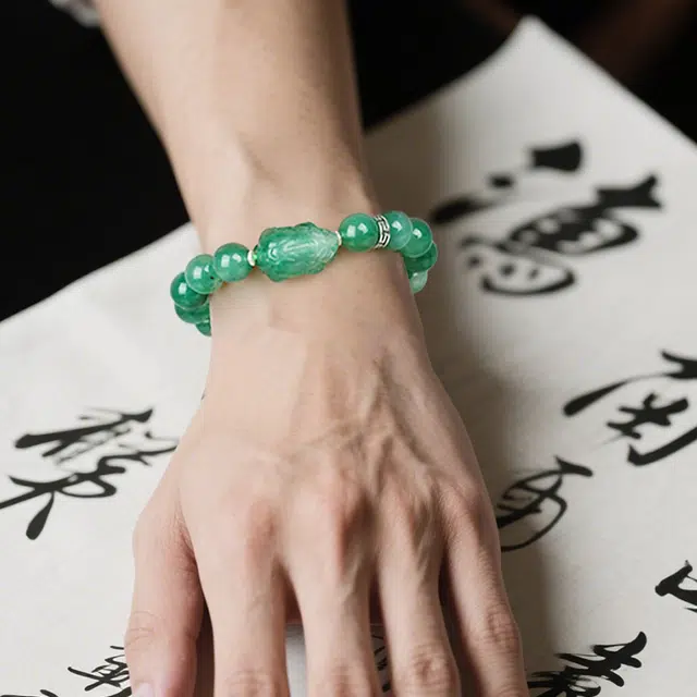 印象眸 新中式精致简约转运珠通勤风气质百搭瑞兽貔貅多财多福手饰 礼盒包装#好运 非洲翠 手串 男女同款情侣款