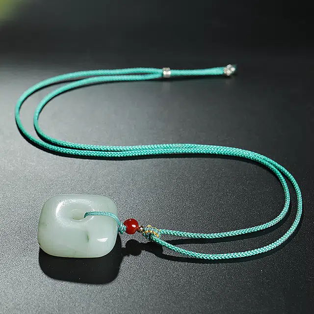 印象眸 平安扣 新中式古风方形四方扣 天山翠 项链 男女同款情侣款 礼盒包装