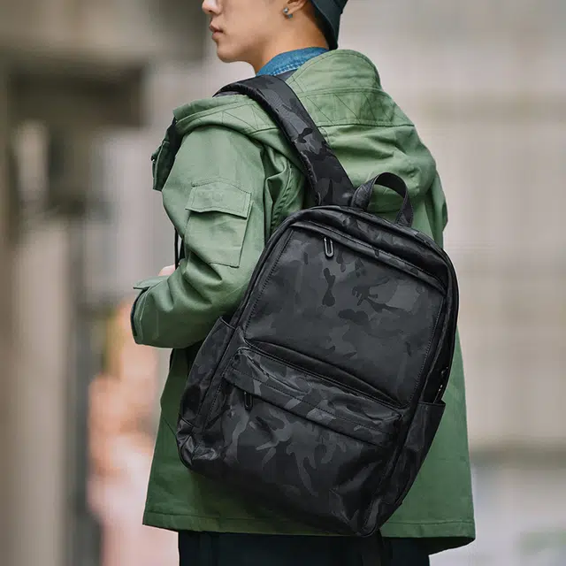 木村耀司 休闲运动简约百搭大容量通勤潮流多功能旅游运动多口袋 涤纶 电脑包旅行包书背包双肩包 男 黑色/迷彩黑 常规