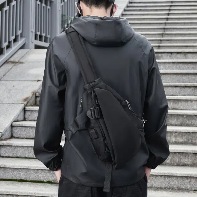 木村耀司 休闲百搭便捷双侧插袋 牛津纺 胸包 男女通用 黑色/迷彩黑