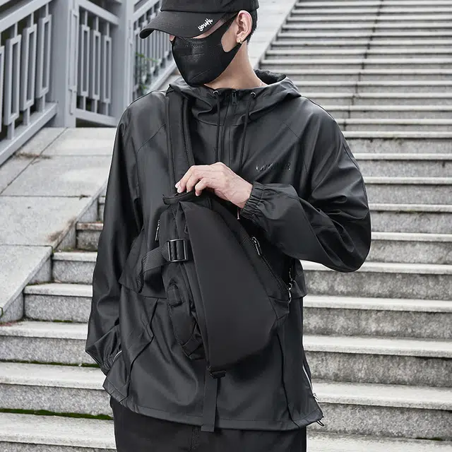 木村耀司 休闲百搭便捷双侧插袋 牛津纺 胸包 男女通用 黑色/迷彩黑