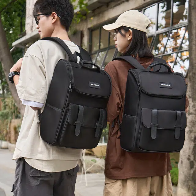 木村耀司 大容量时尚休闲商务高中大学生初中 牛津纺 旅行包电脑包书包背包双肩包 大号 男女同款情侣款 黑色