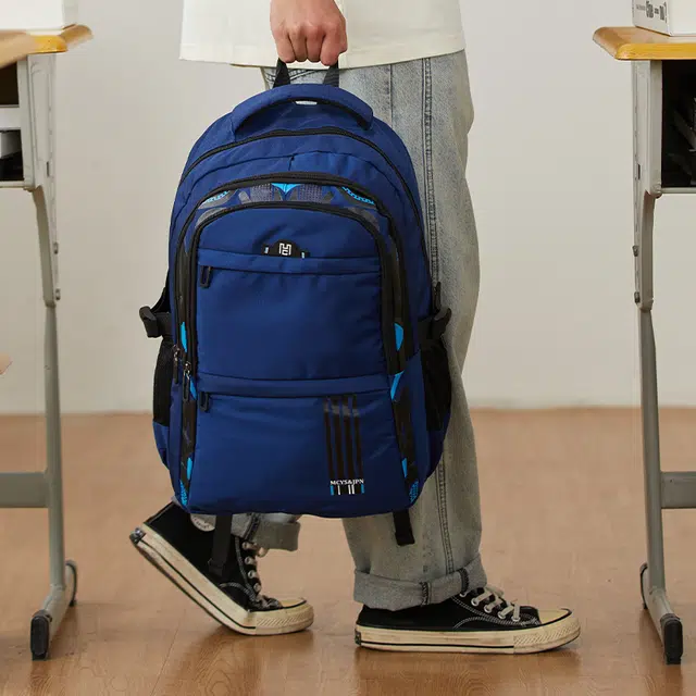 木村耀司 休闲简约百搭大容量牛津纺通勤潮流多功能旅游双肩包旅行包电脑包背包 男女同款 藏青蓝黑